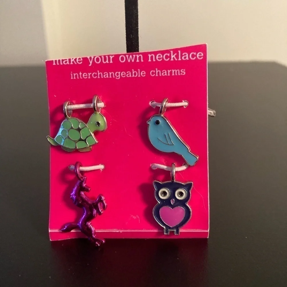 Make your own necklace charms turtle bird unicorn owl